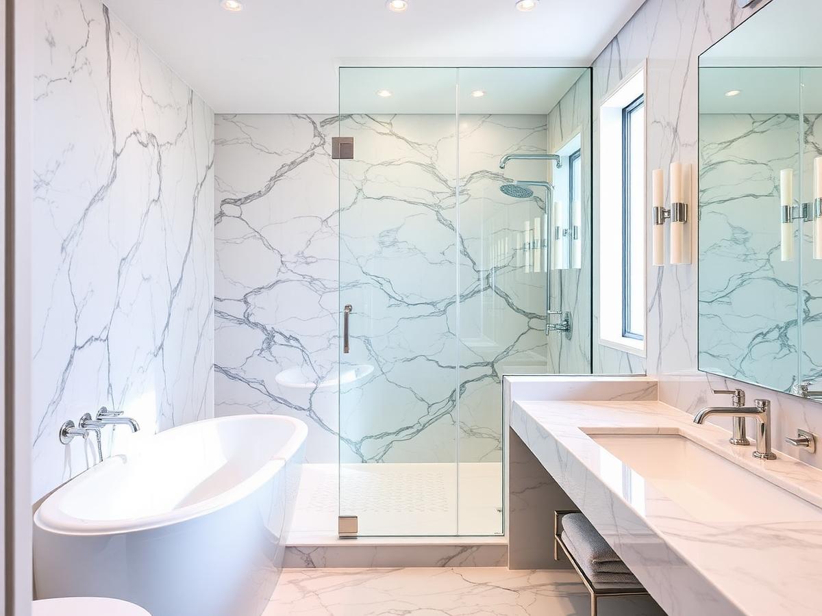 Bathroom after frameless glass installation
