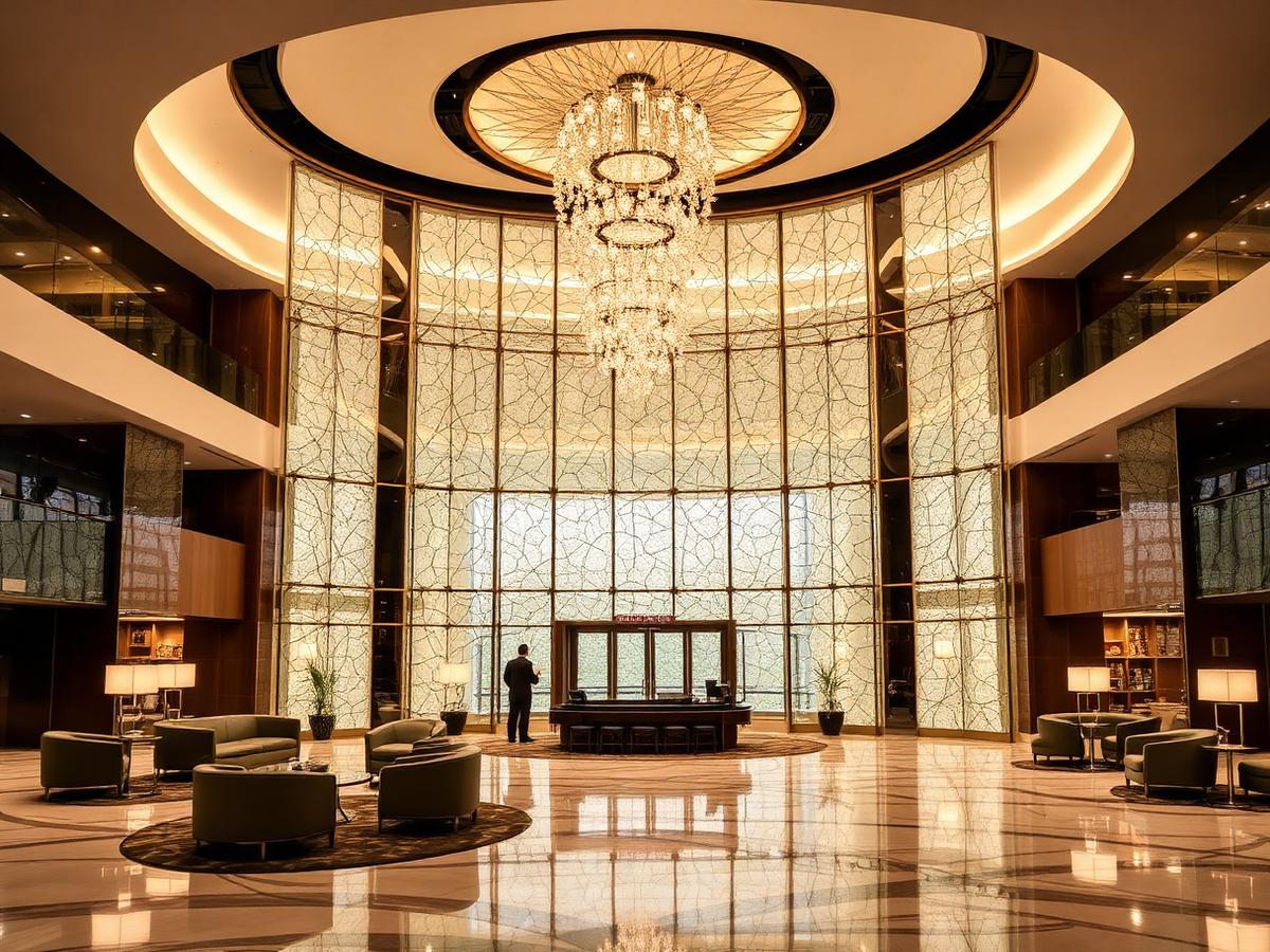 Ikeja Hotel — Lobby Glass Feature